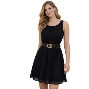 BCX Black Chiffon Dress XS Sleeveless Fit & Flare Mini Party Cocktail casual